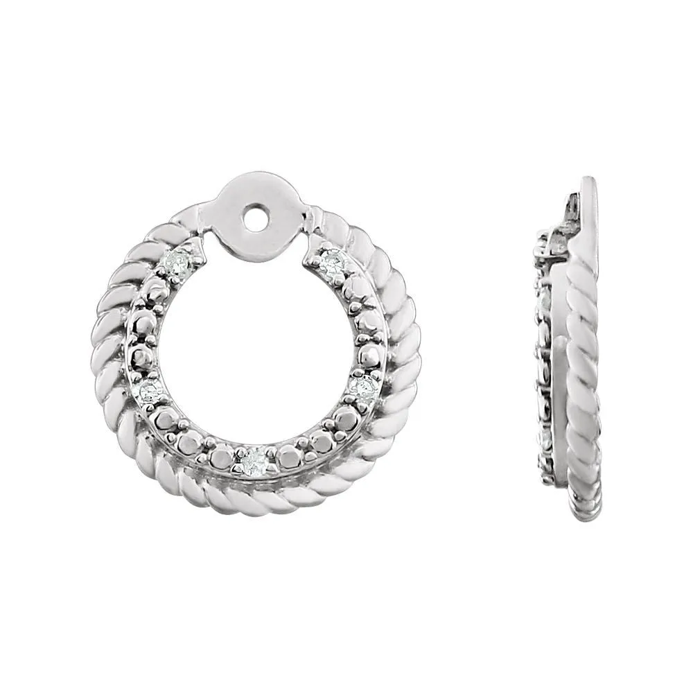 14k White Gold .04 CTW Diamond Earring Jackets