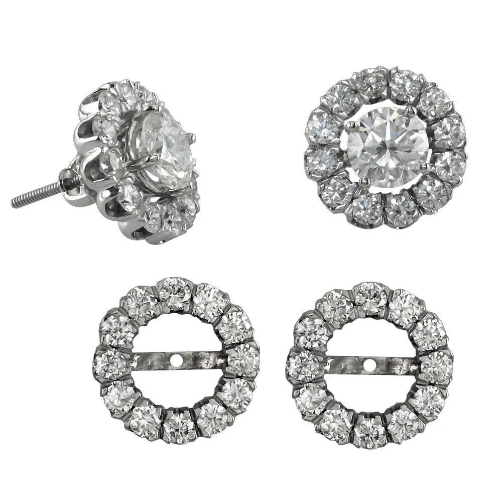 18K White Gold Diamond Halo Earring Jackets, 0.65CT, Diamond Studs Not Included