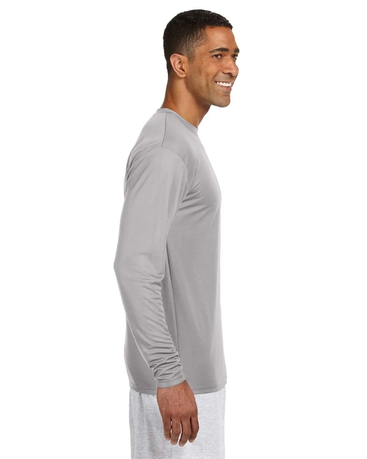 A4 Men's Cooling Performance Long Sleeve T-Shirt | Silver