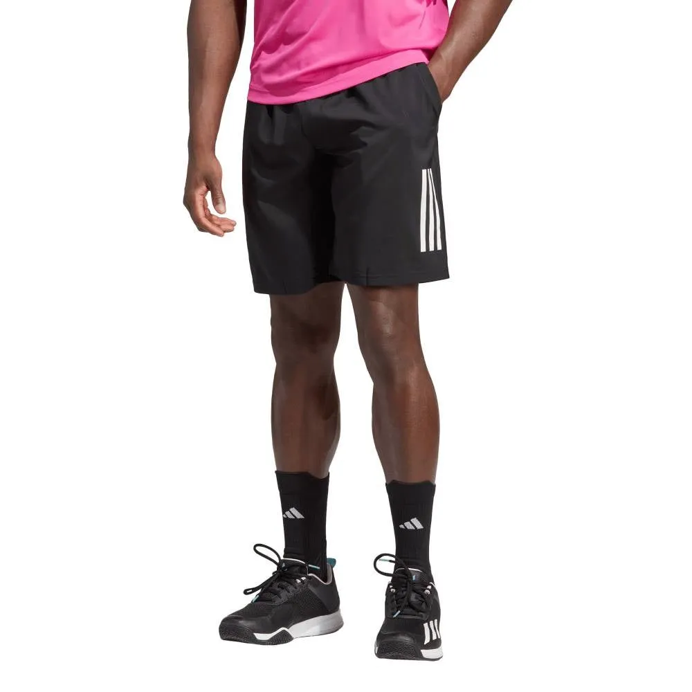 adidas Men's 3 Stripe Club Short 9-Inch (Black)
