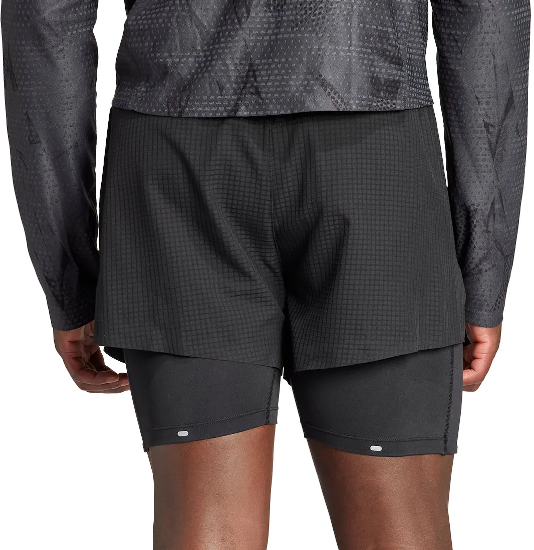 adidas Ultimate 2 In 1 Mens Running Shorts - Black