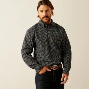 Ariat Men's Gustav Classic Fit Black Button-Down Shirt with Turquoise & White Geometric Print
