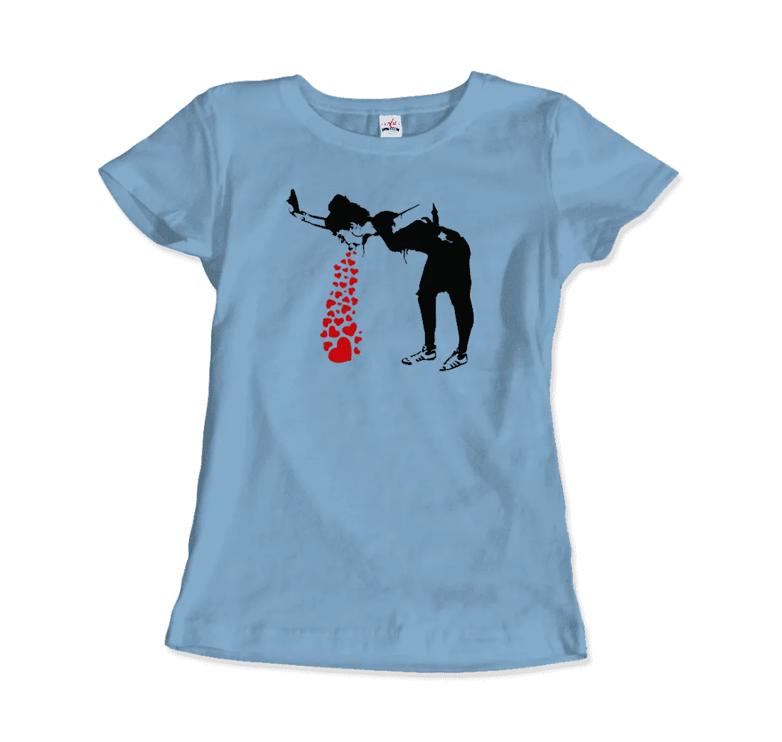 Banksy Lovesick Girl Throwing Up Hearts Artwork T-Shirt