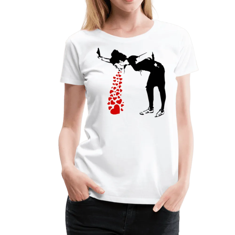 Banksy Lovesick Girl Throwing Up Hearts Artwork T-Shirt