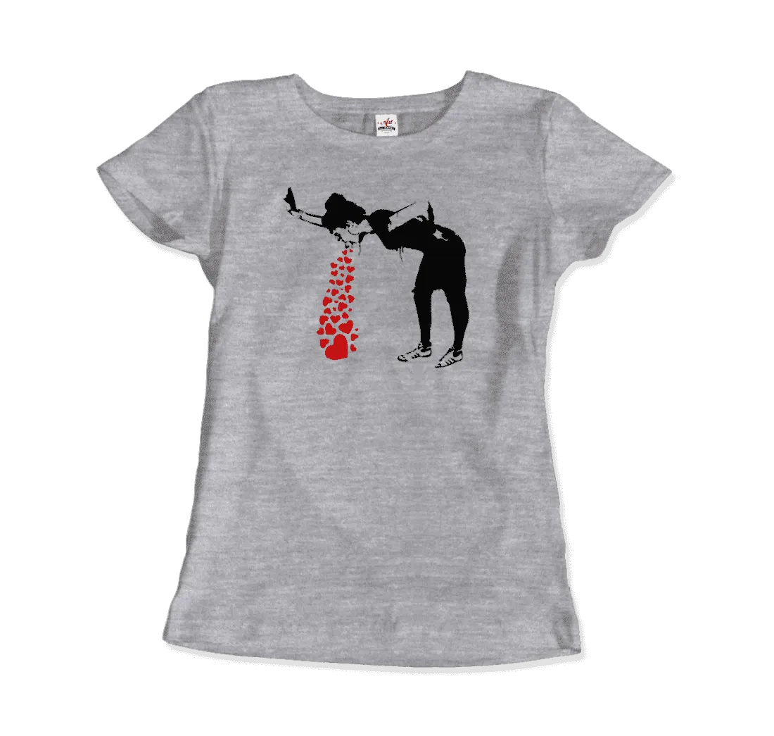 Banksy Lovesick Girl Throwing Up Hearts Artwork T-Shirt