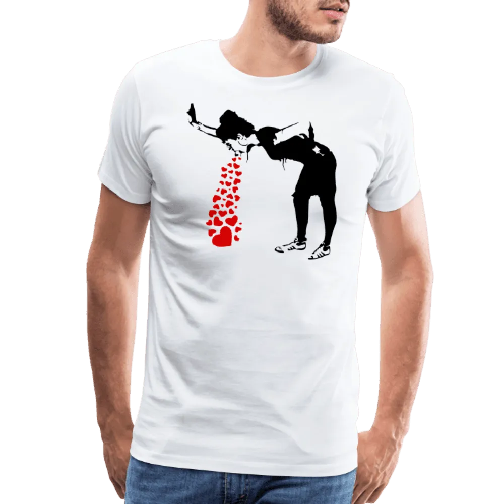 Banksy Lovesick Girl Throwing Up Hearts Artwork T-Shirt