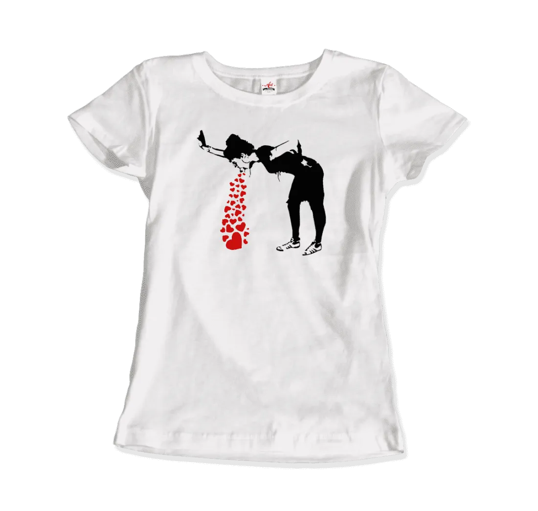 Banksy Lovesick Girl Throwing Up Hearts Artwork T-Shirt