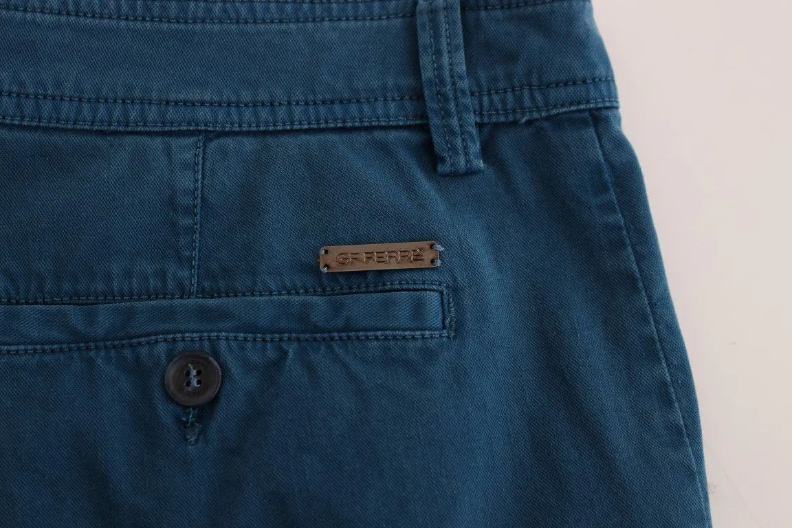 Blue Cotton Straight Fit Chinos