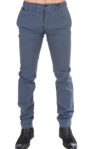 Blue Cotton Stretch Straight Chinos