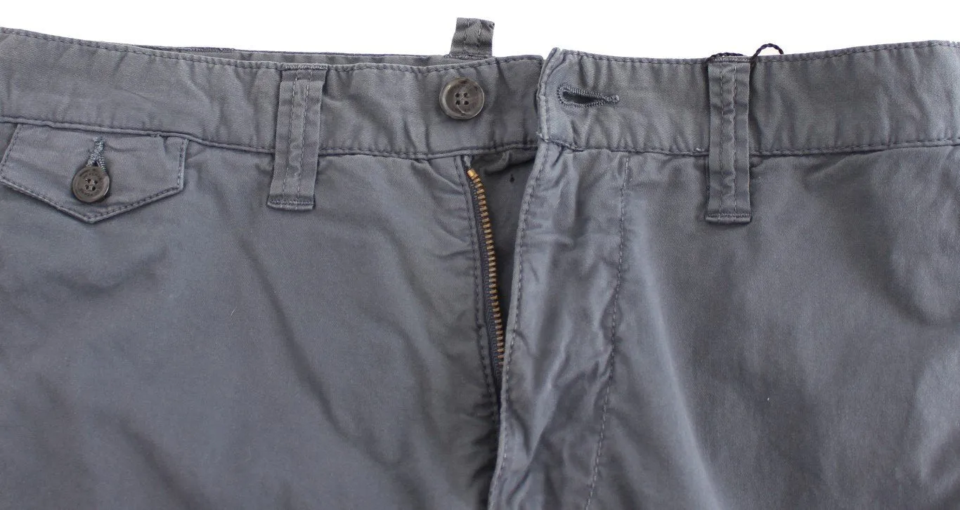 Blue Cotton Stretch Straight Chinos