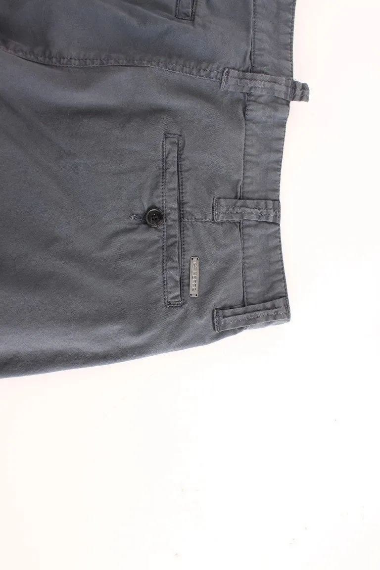 Blue Cotton Stretch Straight Chinos