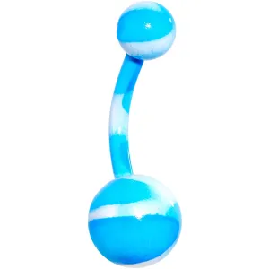 Blue White Cool Camouflage Belly Ring