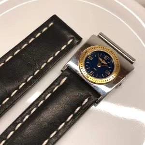 Breitling UTC B60172 Module Steel Gold Two Tone Blue Dial Quartz with Leather Strap