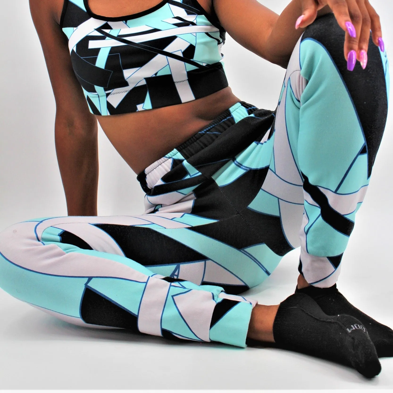 Bright Blue Geometric Women's Joggers