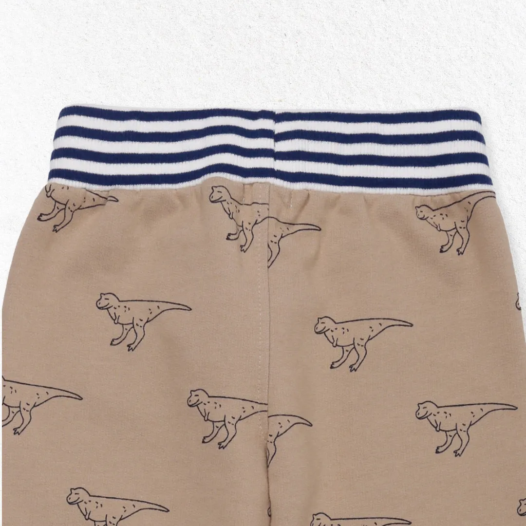 Brown Dinosaur Print Joggers