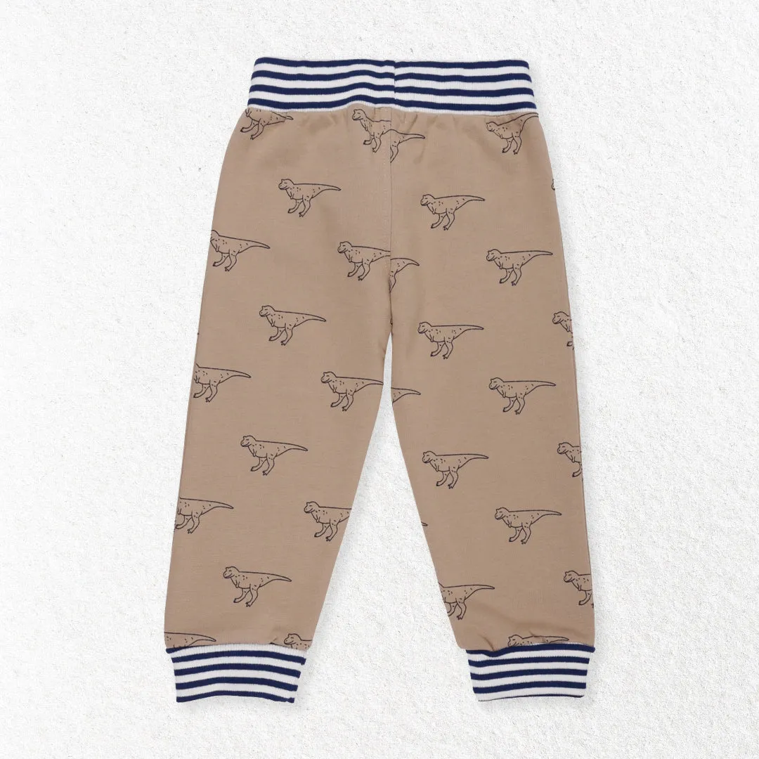 Brown Dinosaur Print Joggers