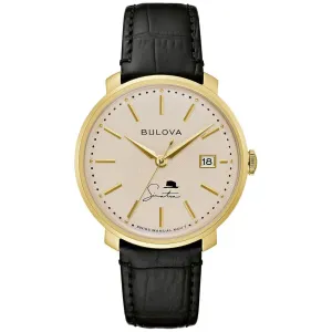 Bulova Men's Frank Sinatra 'The Best Is Yet To Come' Black Leather Strap Watch 97B195