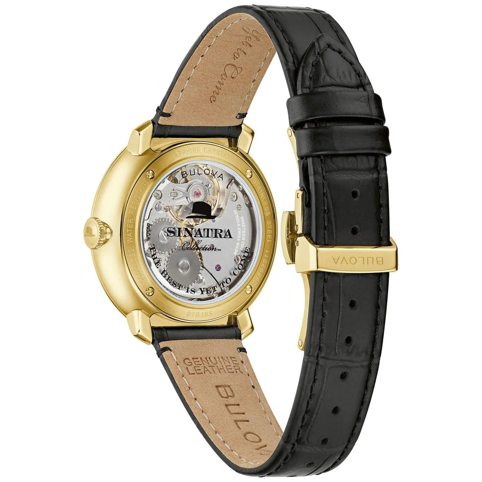 Bulova Men's Frank Sinatra 'The Best Is Yet To Come' Black Leather Strap Watch 97B195