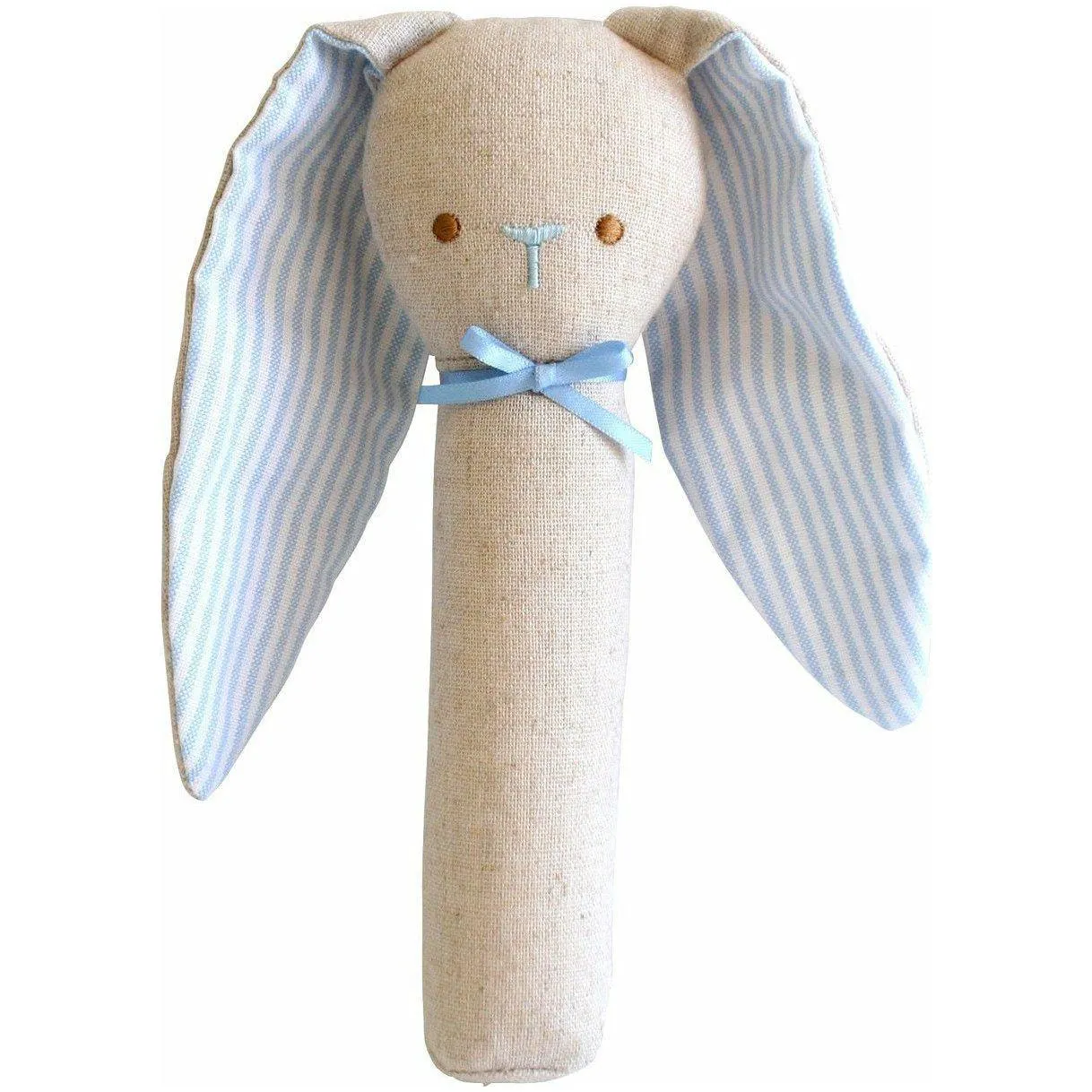 Bunny Rattle & Squeaker Linen - Blue