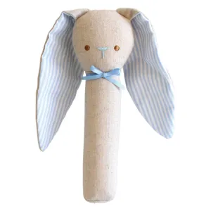 Bunny Rattle & Squeaker Linen - Blue