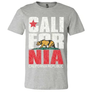 California Republic Vintage Retro Asst Colors Mens Fitted Tee