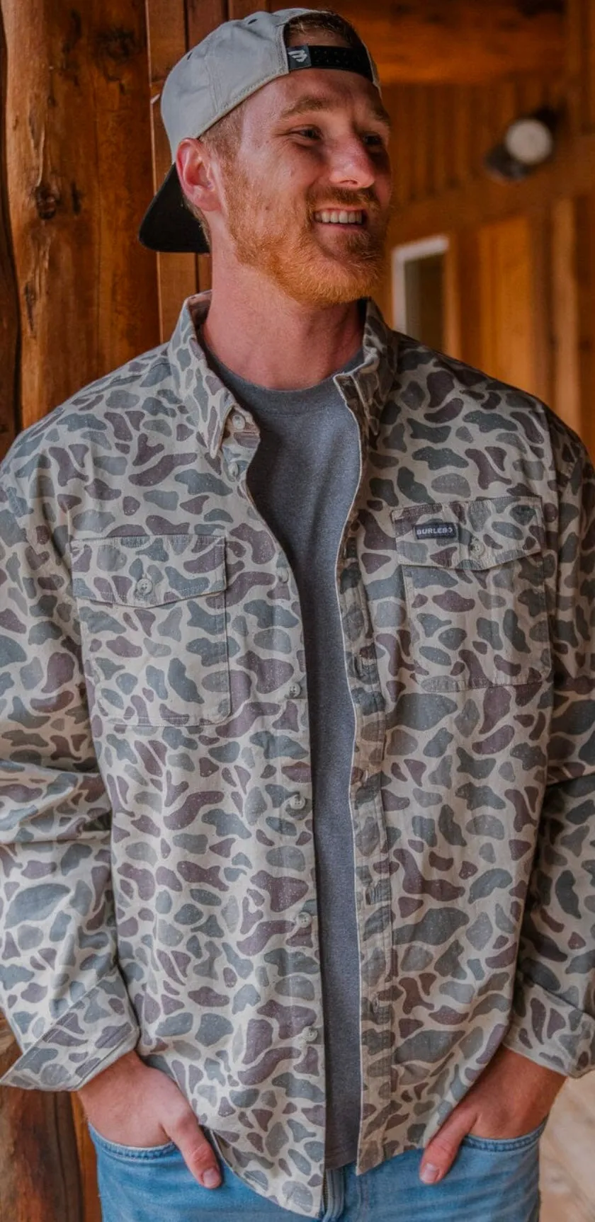 Classic Deer Camo Cotton Twill Long Sleeve Button Up