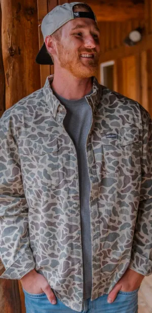 Classic Deer Camo Cotton Twill Long Sleeve Button Up