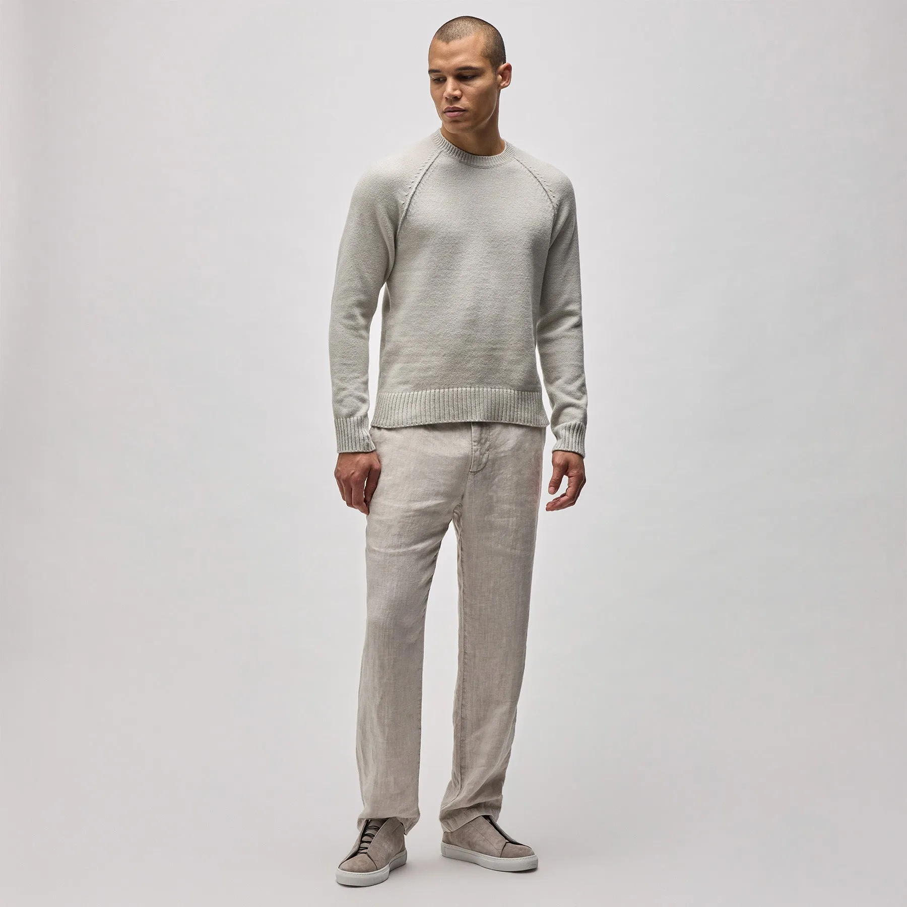Cotton Knit Raglan Crew - Salt