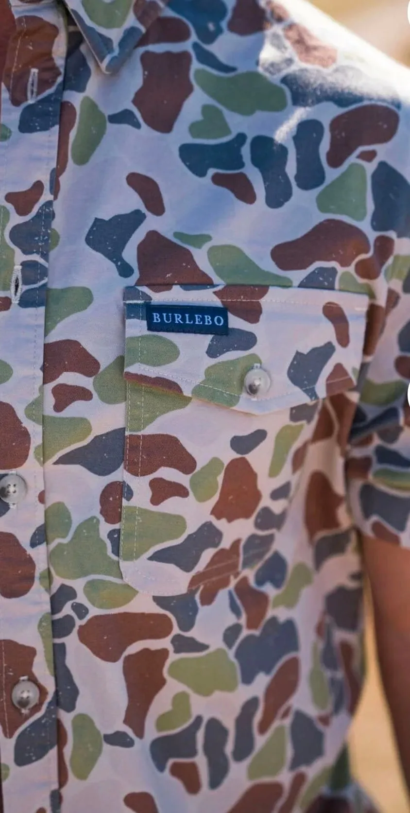 Cotton Twill Button Up Short Sleeve Driftwood Camo