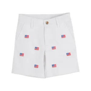 Critter Charlie's Chinos - Worth Avenue White with American Flags