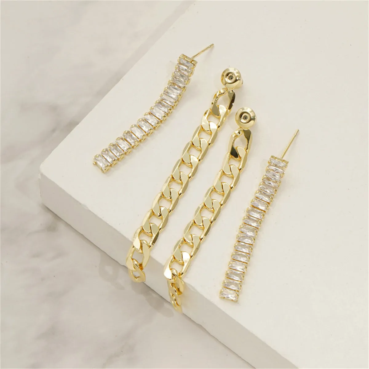 Crystal & 18K Gold-Plated Wheat Chain Ear Jackets