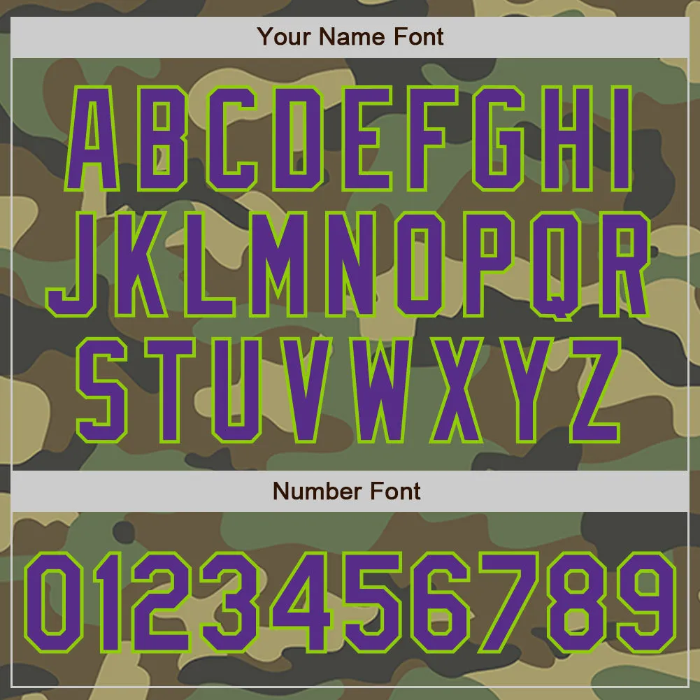Custom Camo Purple-Neon Green Authentic Salute To Service Baseball Jersey