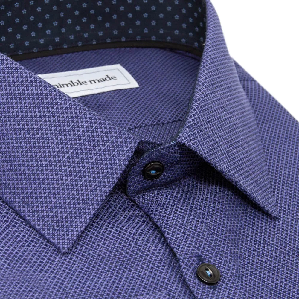 Dark Blue Textured Dress Shirt | The Azure