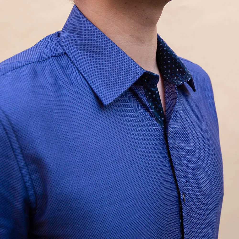 Dark Blue Textured Dress Shirt | The Azure