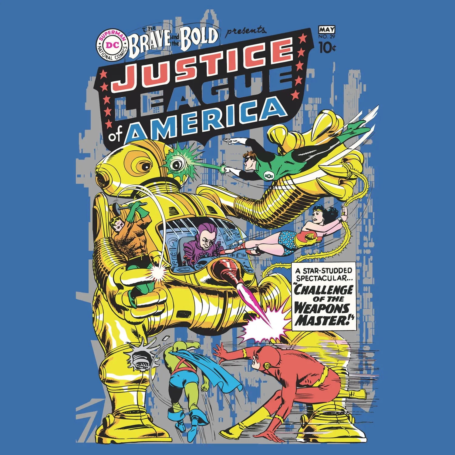 DC Comics Justice League Cover 29 Official Men's T-shirt (Blue)