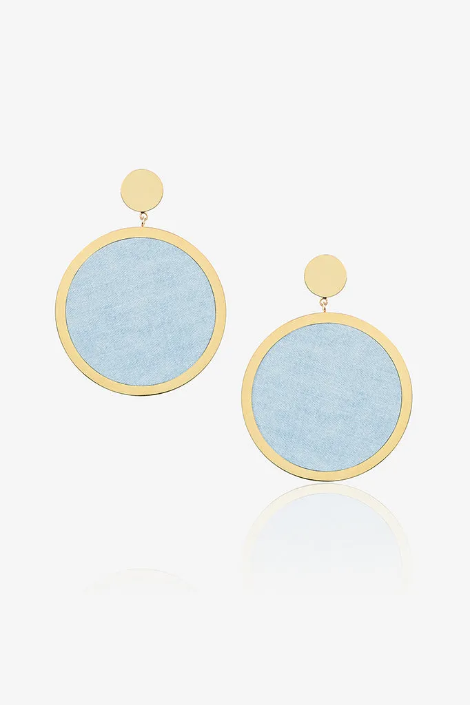 Denim Circle Earring