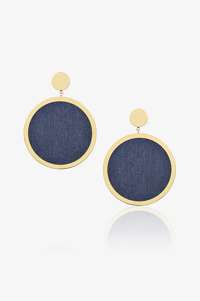 Denim Circle Earring