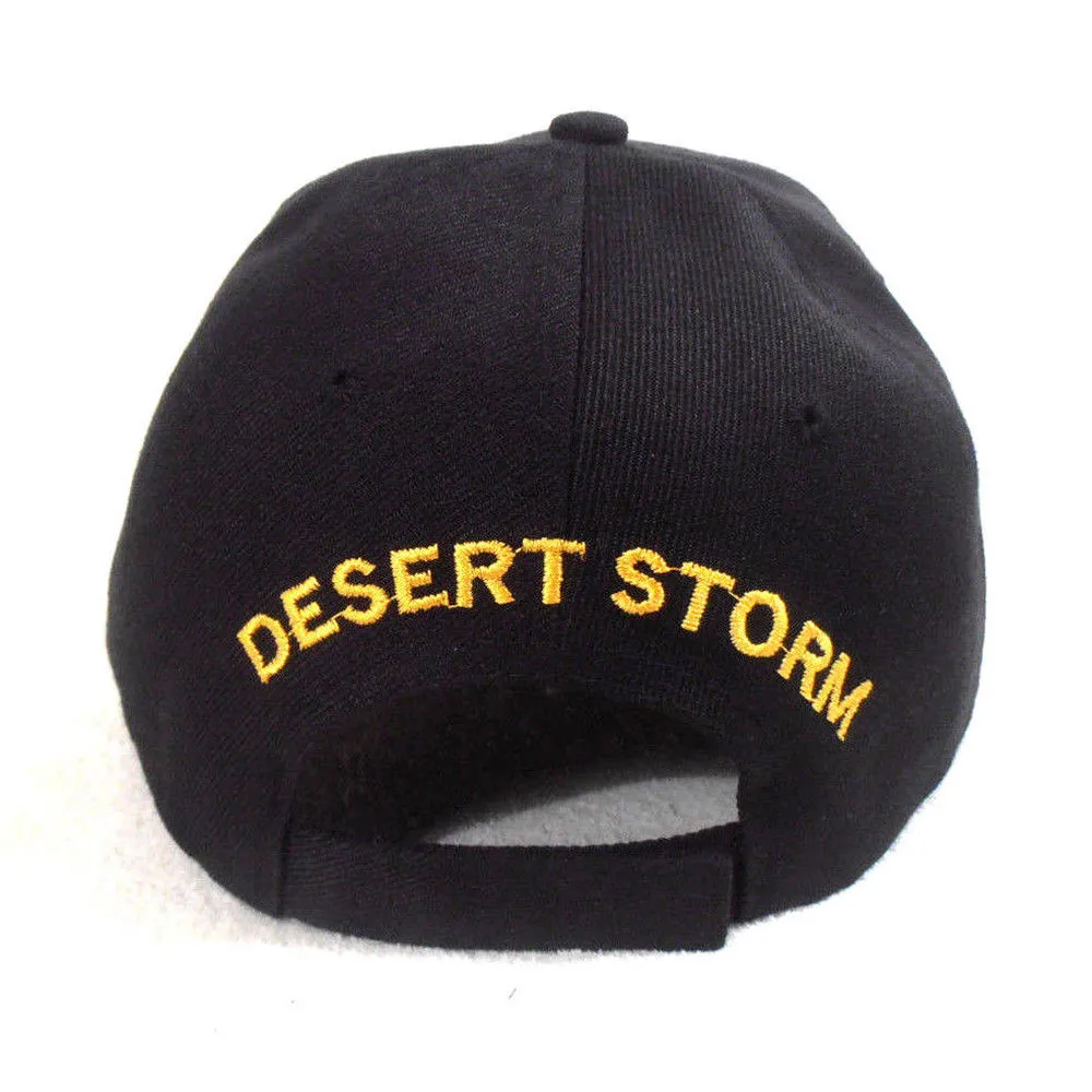 Desert Storm Veteran Hat Black, Ribbons Baseball Cap Army Navy Air Force Marine Men Women