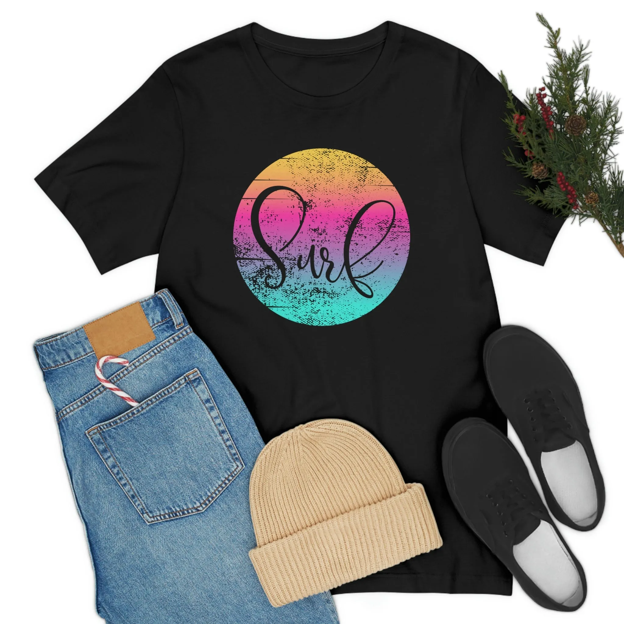Distressed Surf Hibiscus Unisex Jersey Short Sleeve Tee