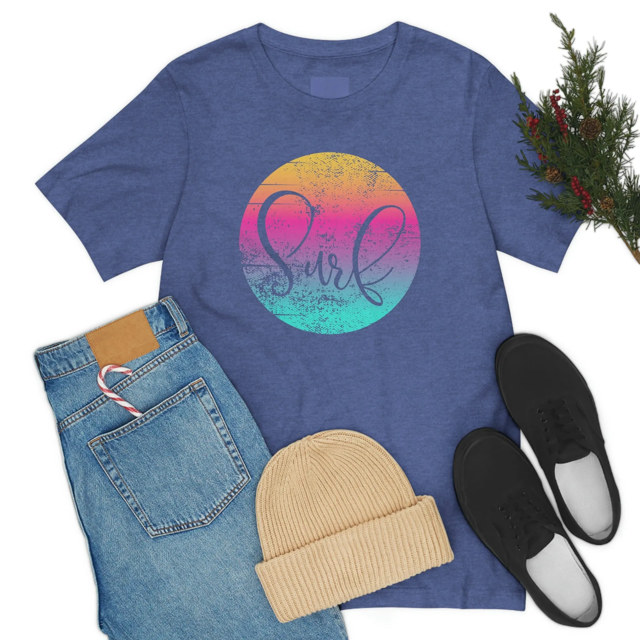 Distressed Surf Hibiscus Unisex Jersey Short Sleeve Tee