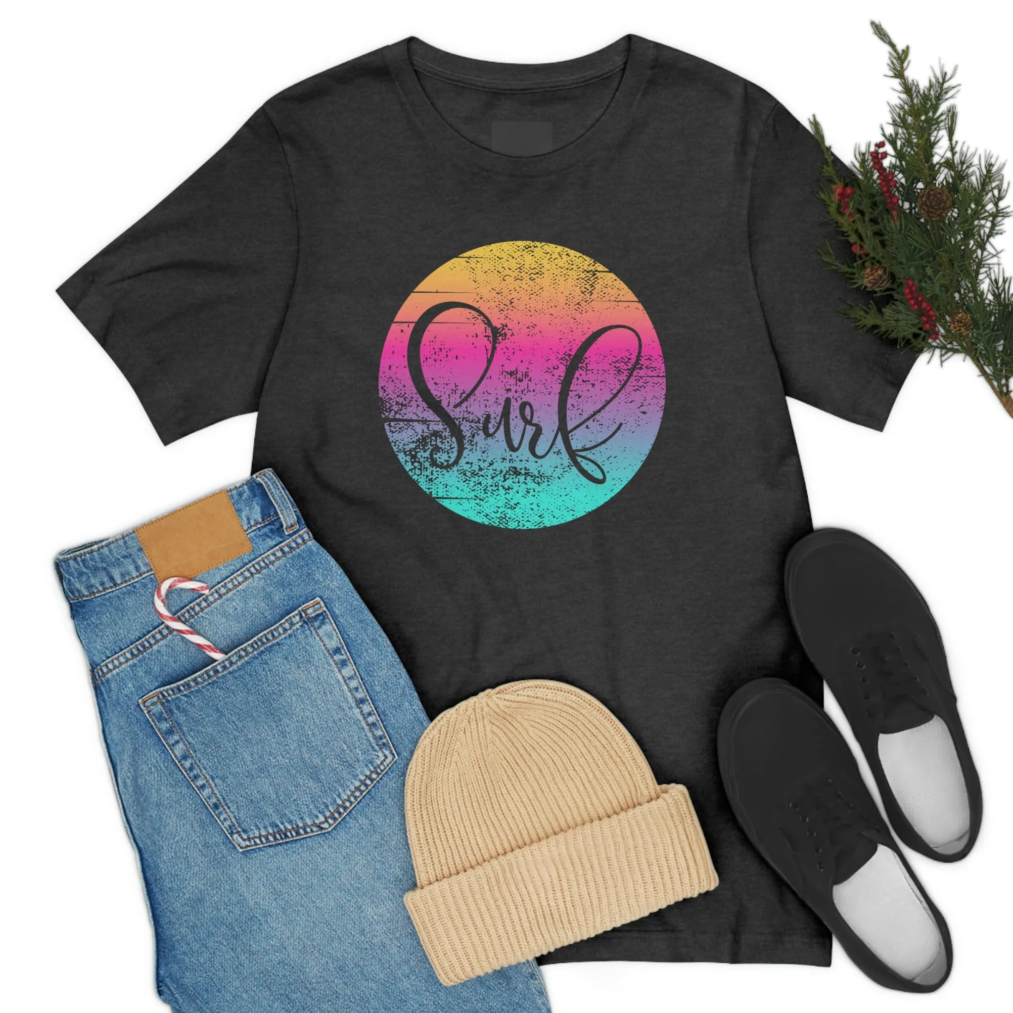 Distressed Surf Hibiscus Unisex Jersey Short Sleeve Tee