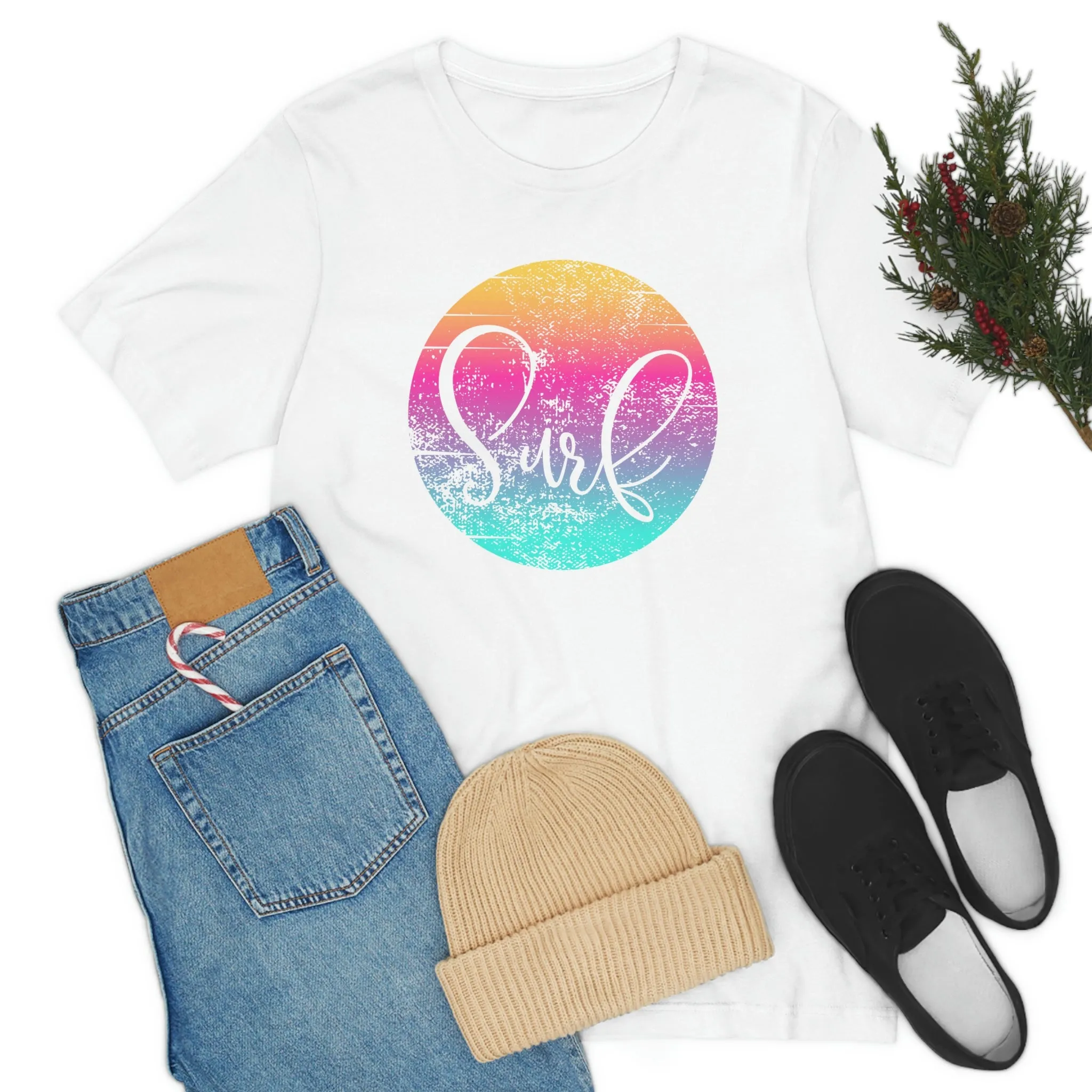 Distressed Surf Hibiscus Unisex Jersey Short Sleeve Tee