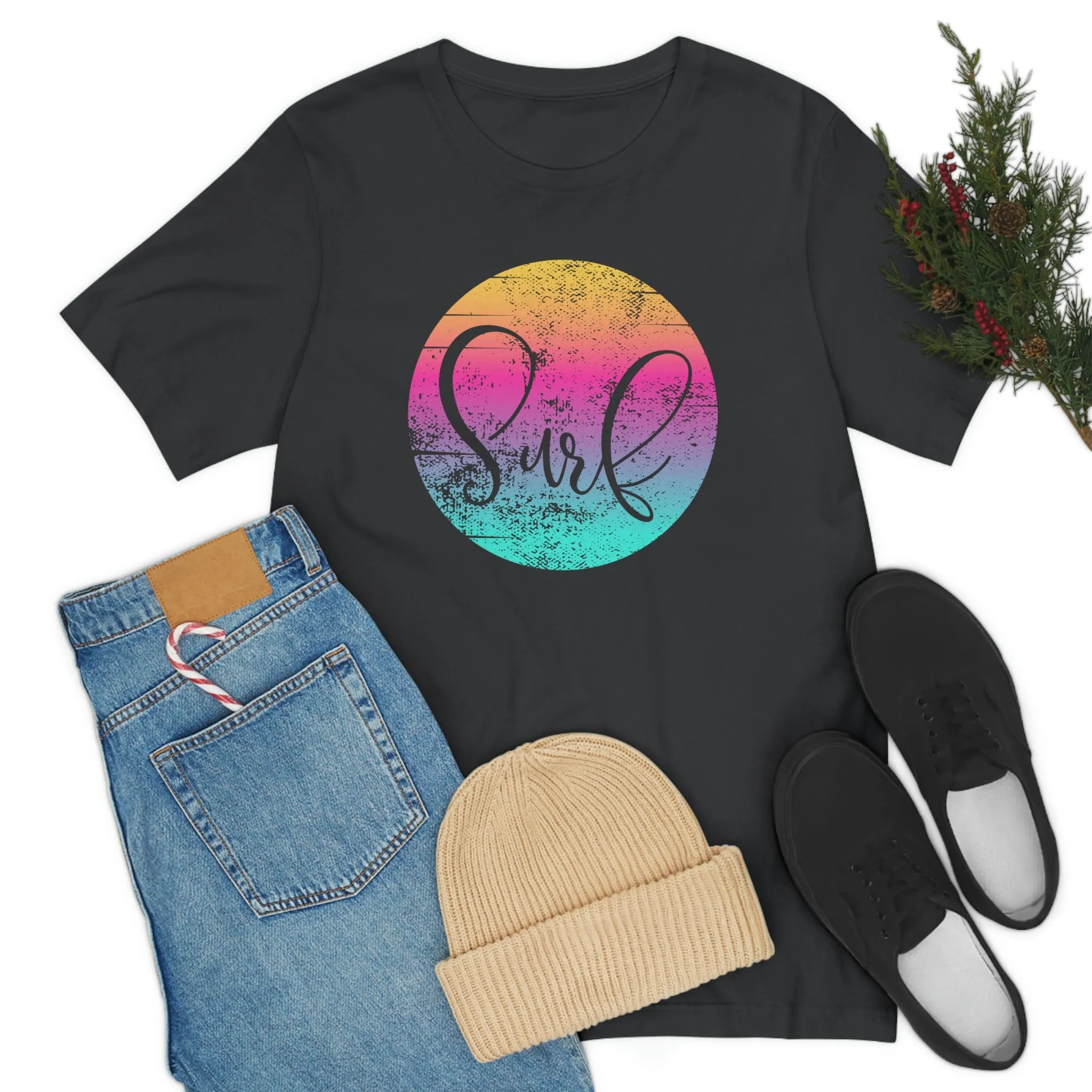 Distressed Surf Hibiscus Unisex Jersey Short Sleeve Tee