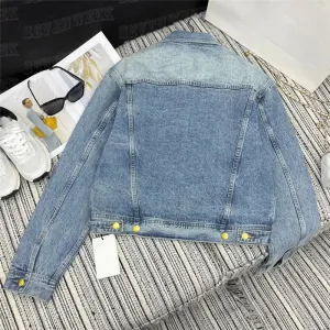 Fashion Women Denim Coat Jacket Designers Gold Buckle Coats Streetwear Hiphop Street Style Jackets Outerwear