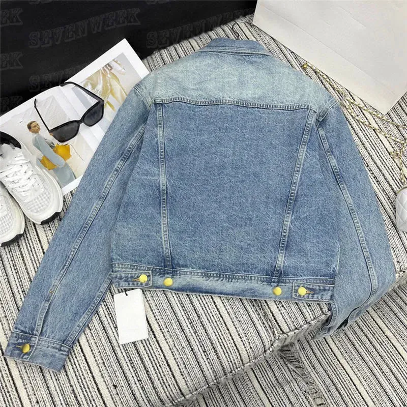 Fashion Women Denim Coat Jacket Designers Gold Buckle Coats Streetwear Hiphop Street Style Jackets Outerwear