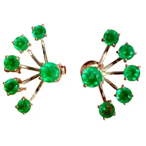 Fine 4.20 Ct Natural Colombian Emeralds Stud Earrings with Jackets 18k