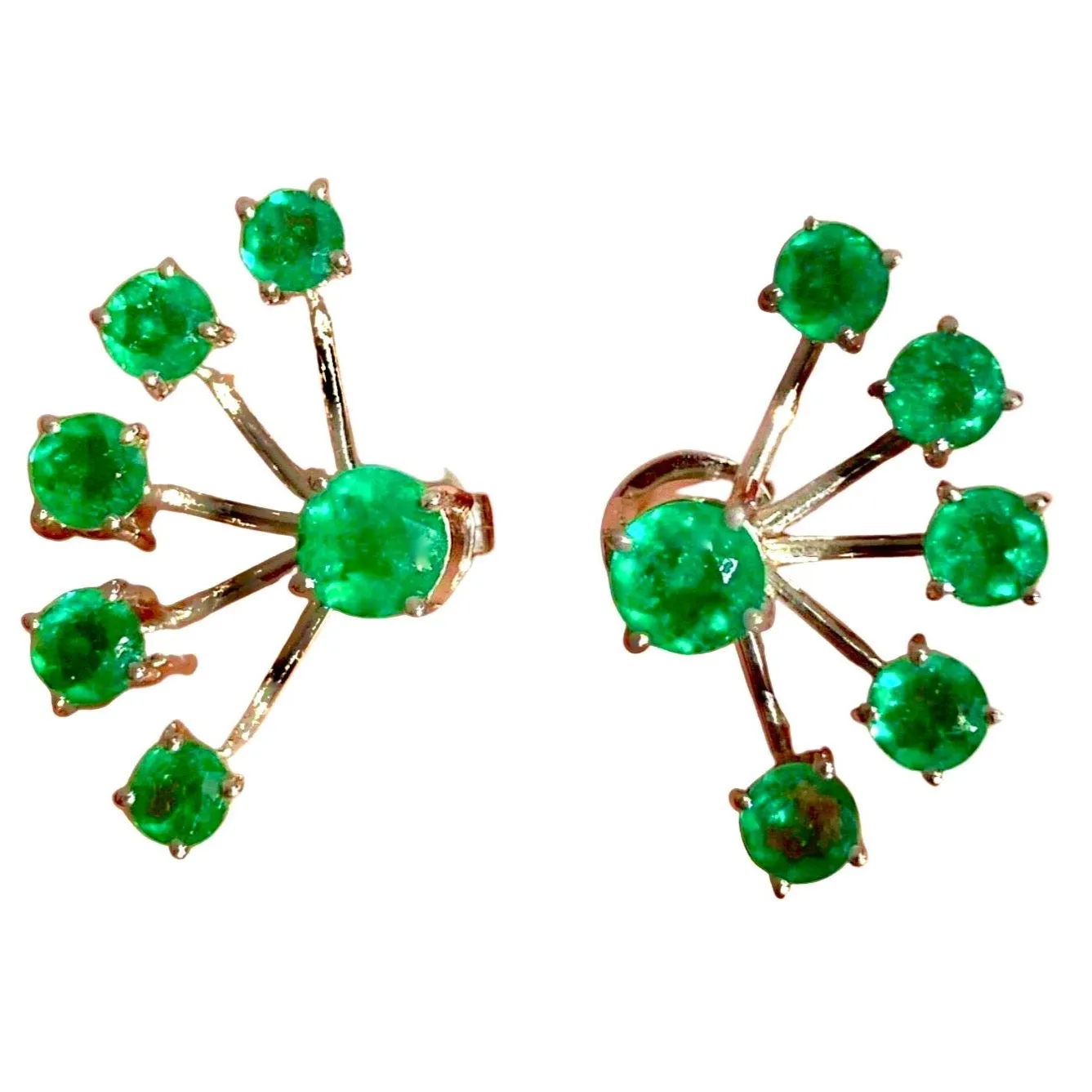 Fine 4.20 Ct Natural Colombian Emeralds Stud Earrings with Jackets 18k