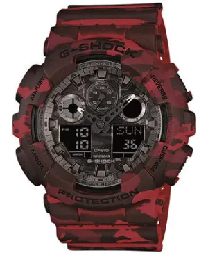 G-Shock Men's Analog-Digital Red Camouflage Resin Strap Watch GA100CM-4A