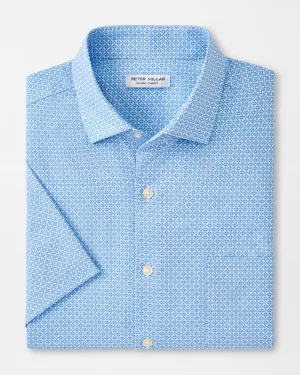 GEO PETALS PERFORMANCE POPLIN SHIRT - MARITIME