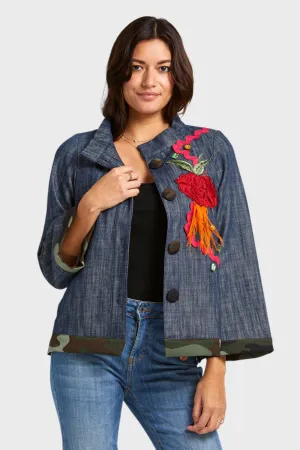 Giana Appliquéd Embellished Denim Jacket